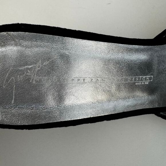 Giuseppe Zanotti Black Velvet Kitten Heels Crystal Dragonfly Slides Sandals 9B - Picture 8 of 11